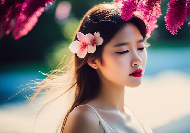 A close-up photo of a blooming flower surrounded by lush greenery.