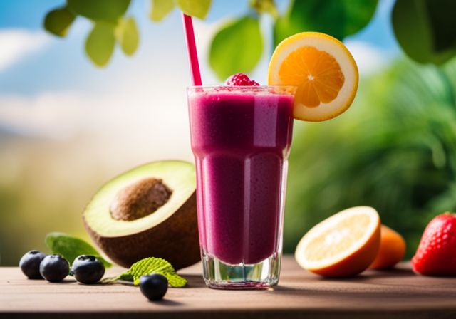 A vibrant fertility smoothie surrounded by fertility-boosting ingredients. A vibrant fertility smoothie surrounded by fertility-boosting ingredients.
